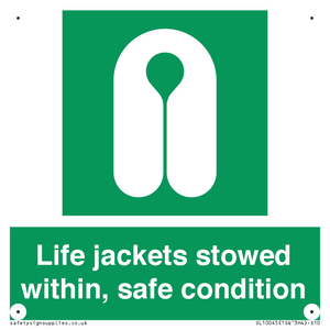 Life jackets stowed within